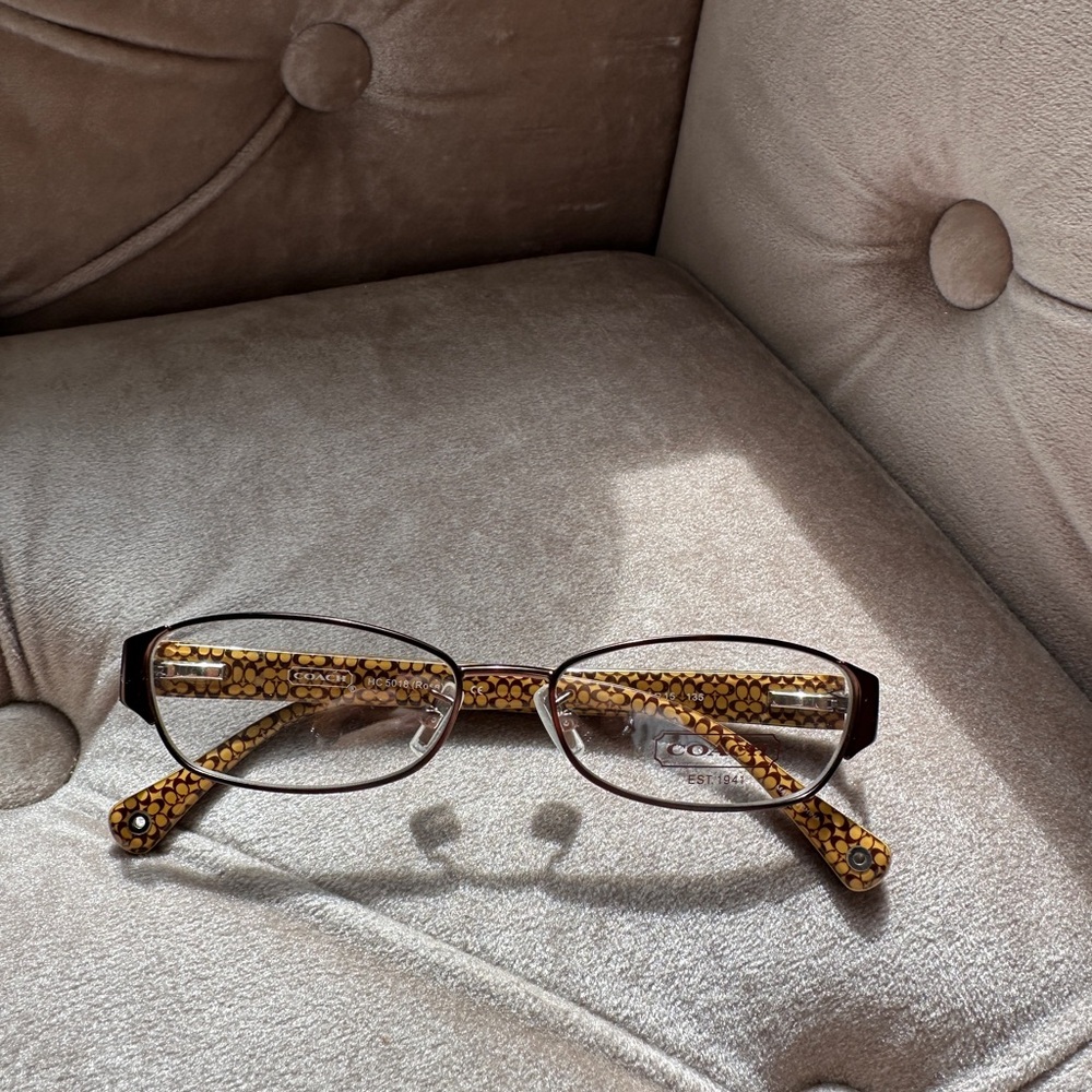 Coach Brown Rectangular Glasses with C Logo